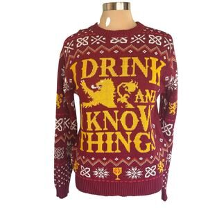 Game of Thrones I Drink and I Know Things Ugly Christmas Sweater Red Size Small